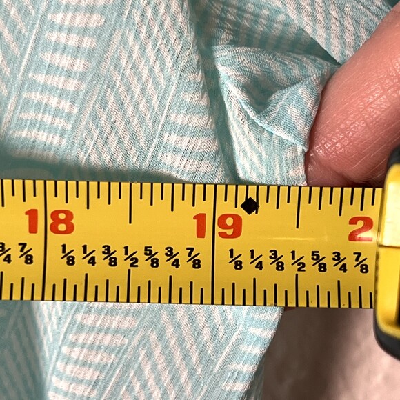 The Limited Sz S Sheer Blouse 3/4 Balloon Sleeve Pale Blue Striped Buttons - Picture 10 of 12